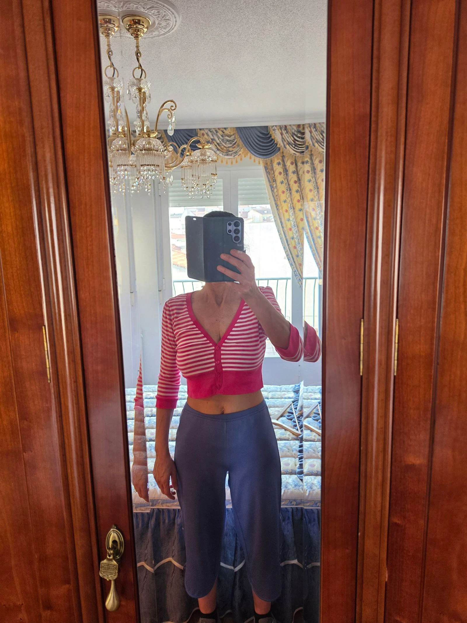 Fuchsia and white striped short jacket size L – photo 3